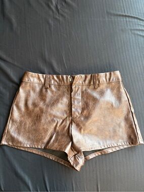 Black Ibis Brown Faux Leather Skirt